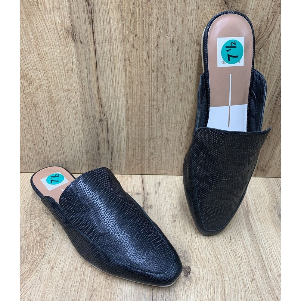 Dolce Vita Black Textured Mule Slip On Loafer Womens 7.5 Snakeskin